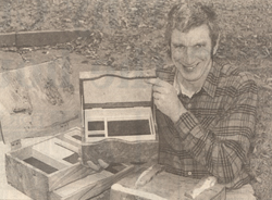 Peter Lloyd holding a box he has made